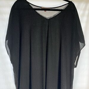 philosophy women's size 3X Blue V-Neck T-shirt with White Polka Dots